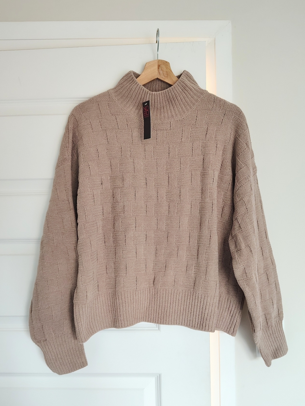 Womens Chenille Mock Neck Cable Knit Sweater